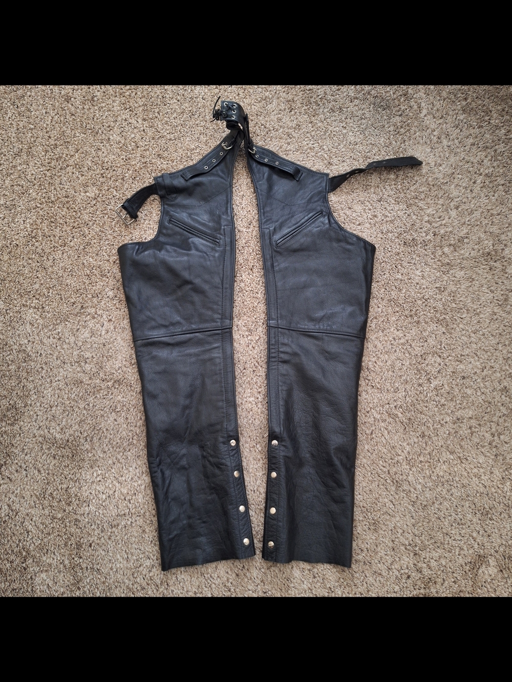 Milwaukee Leather Black Motorcycle Chaps Size 2XL Genuine Leather Lined